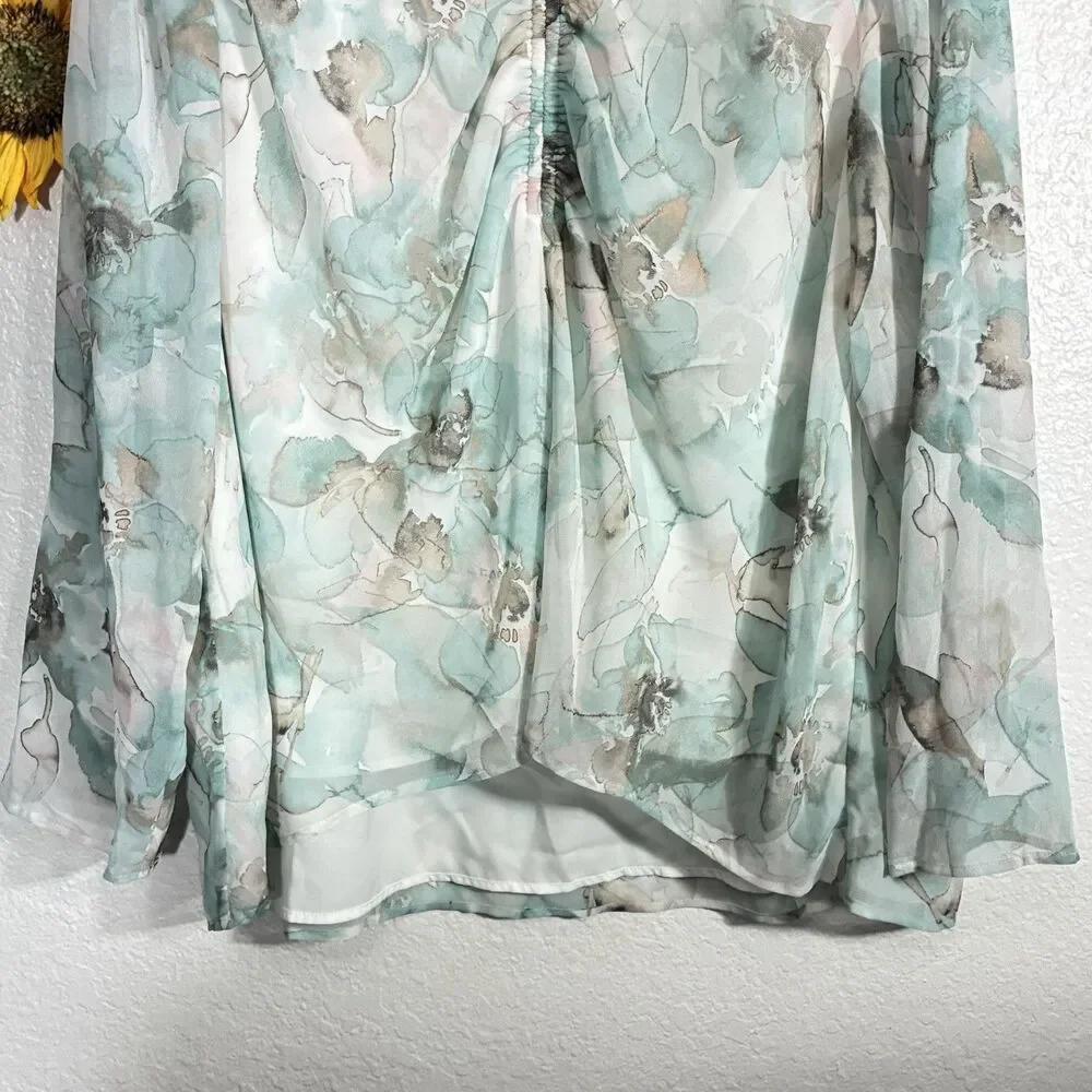 Calvin Klein Water Color Floral Lightweight Blouse Plus Size 2X Women’s